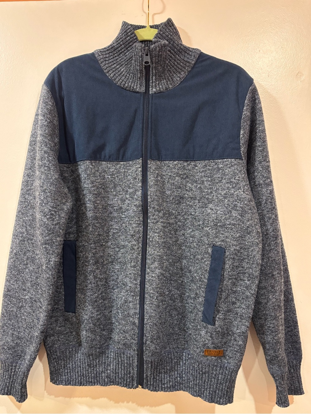 Buffalo David Bitton Men's Navy and Heather Gray Full-Zip Sweater Jacket
